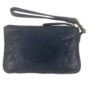 Day & Mood Anni Clutch Navy Black Leather Wristlet Zip Pouch  5x8 Anthropologie